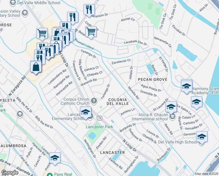 map of restaurants, bars, coffee shops, grocery stores, and more near 861 Le Barron Road in El Paso