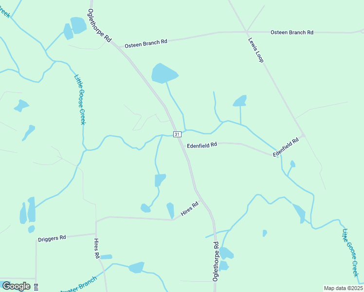 map of restaurants, bars, coffee shops, grocery stores, and more near 2050 Oglethorpe Road in Jesup