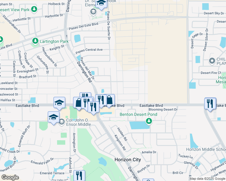 map of restaurants, bars, coffee shops, grocery stores, and more near 528 Paseo Mision Street in Horizon City