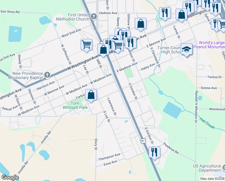 map of restaurants, bars, coffee shops, grocery stores, and more near 506 South Main Street in Ashburn