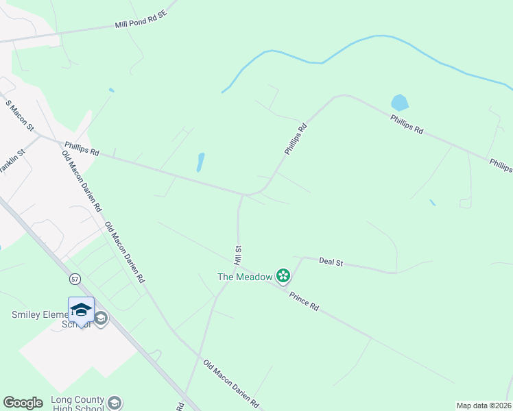 map of restaurants, bars, coffee shops, grocery stores, and more near 33 Hills Drive Southeast in Ludowici