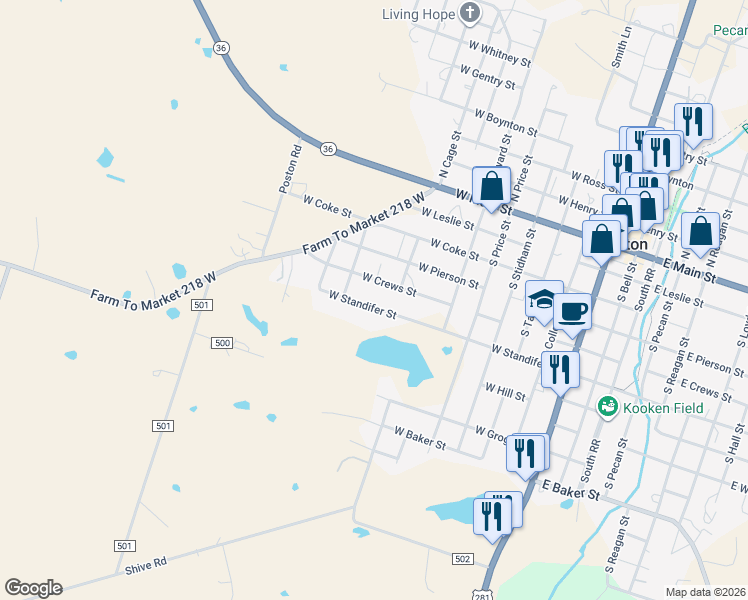 map of restaurants, bars, coffee shops, grocery stores, and more near 814 West Standifer Street in Hamilton
