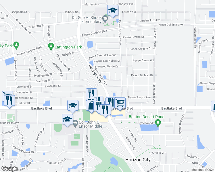 map of restaurants, bars, coffee shops, grocery stores, and more near 13701 Paseo Del Mar Drive in El Paso