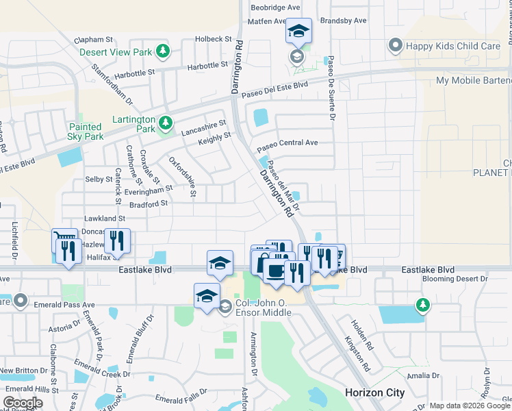 map of restaurants, bars, coffee shops, grocery stores, and more near Sculcoates in El Paso County