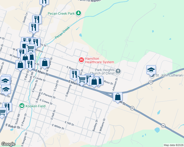 map of restaurants, bars, coffee shops, grocery stores, and more near 905 East Ross Street in Hamilton
