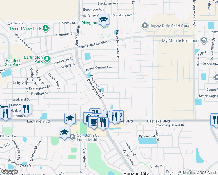 map of restaurants, bars, coffee shops, grocery stores, and more near 628 Paseo Hermoso Drive in El Paso