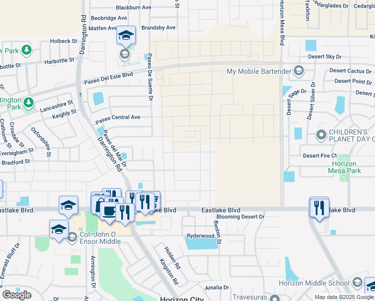 map of restaurants, bars, coffee shops, grocery stores, and more near 13798 Paseo Verde Drive in Horizon City