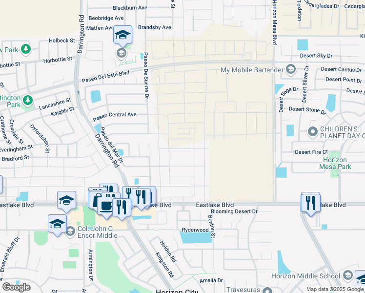 map of restaurants, bars, coffee shops, grocery stores, and more near 13798 Paseo Verde Drive in Horizon City