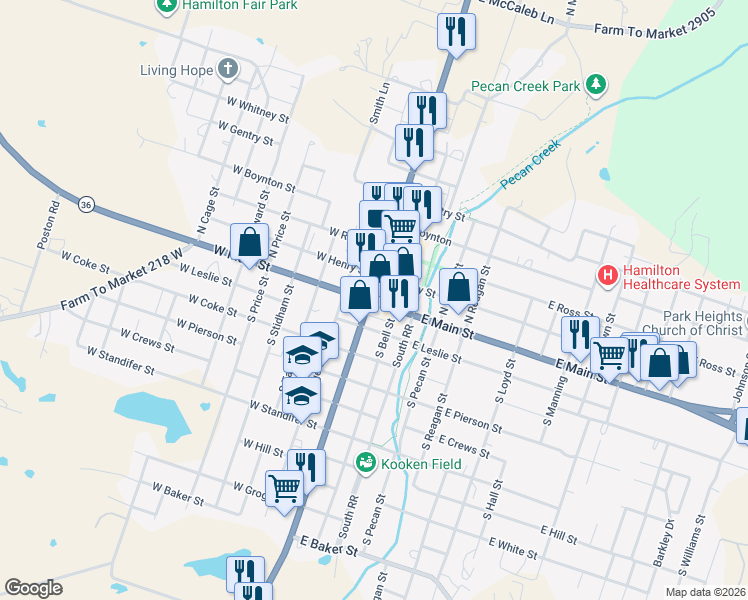 map of restaurants, bars, coffee shops, grocery stores, and more near in Hamilton