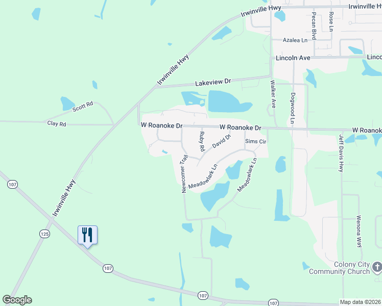 map of restaurants, bars, coffee shops, grocery stores, and more near 122 Newcomer Trail in Fitzgerald