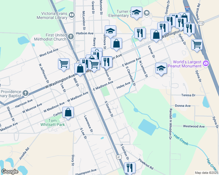 map of restaurants, bars, coffee shops, grocery stores, and more near 310 South Johnson Street in Ashburn