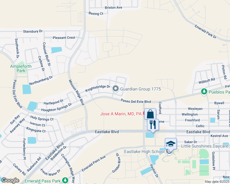 map of restaurants, bars, coffee shops, grocery stores, and more near 12465 Chamberlain Drive in Horizon City