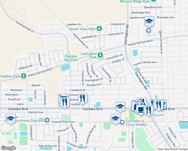 map of restaurants, bars, coffee shops, grocery stores, and more near 776 Croxdale Street in El Paso