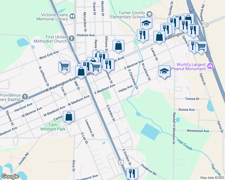 map of restaurants, bars, coffee shops, grocery stores, and more near 310 South Johnson Street in Ashburn