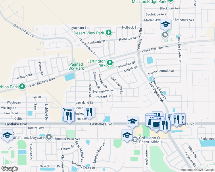 map of restaurants, bars, coffee shops, grocery stores, and more near 776 Croxdale Street in El Paso