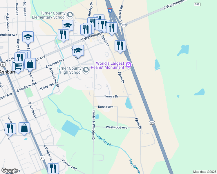 map of restaurants, bars, coffee shops, grocery stores, and more near 767 Teresa Drive in Ashburn