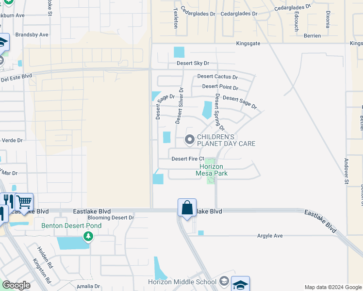 map of restaurants, bars, coffee shops, grocery stores, and more near 14241 Desert Cloud Drive in Horizon City