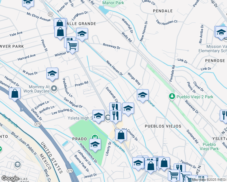 map of restaurants, bars, coffee shops, grocery stores, and more near 8526 Alderete Avenue in El Paso