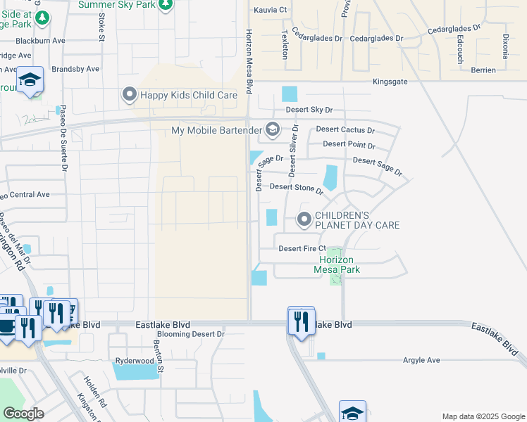 map of restaurants, bars, coffee shops, grocery stores, and more near 756 Desert Sage Drive in Horizon City