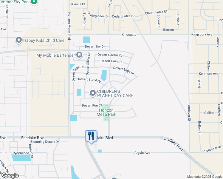 map of restaurants, bars, coffee shops, grocery stores, and more near 14305 Desert Spring Drive in Horizon City