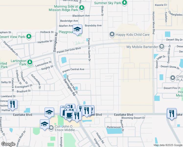 map of restaurants, bars, coffee shops, grocery stores, and more near 716 Paseo De Suerte Drive in Horizon City
