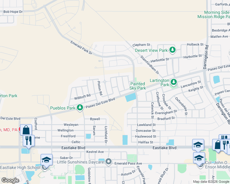 map of restaurants, bars, coffee shops, grocery stores, and more near 762 Ovington Road in El Paso