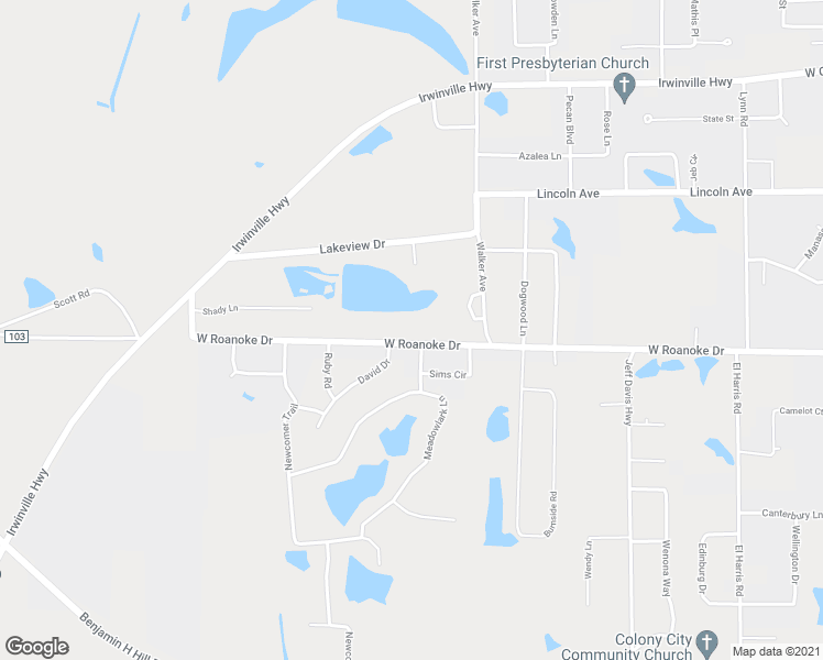 map of restaurants, bars, coffee shops, grocery stores, and more near 1129 West Roanoke Drive in Fitzgerald
