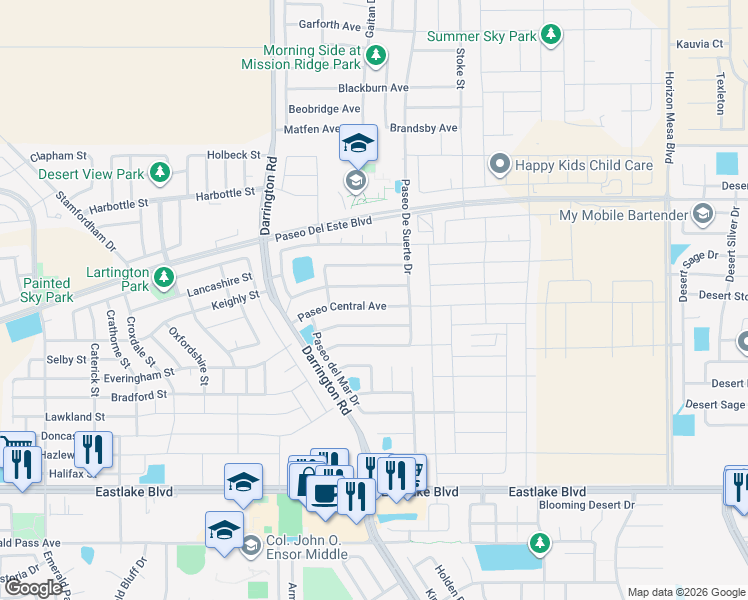 map of restaurants, bars, coffee shops, grocery stores, and more near 13759 Paseo Las Nubes Drive in Horizon City