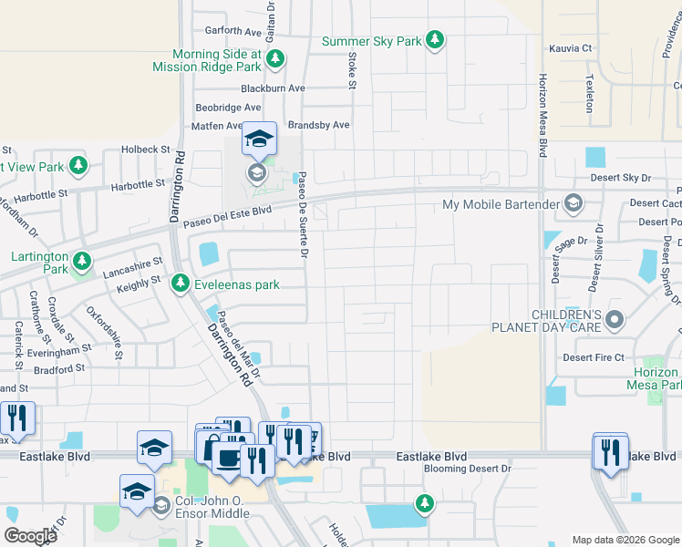 map of restaurants, bars, coffee shops, grocery stores, and more near 756 Paseo De Suerte Drive in El Paso