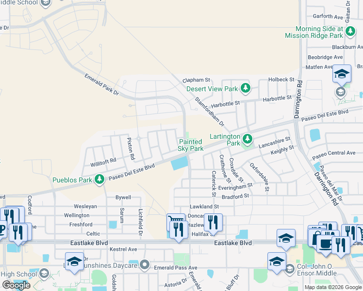 map of restaurants, bars, coffee shops, grocery stores, and more near 781 Sheephouse Rd in El Paso
