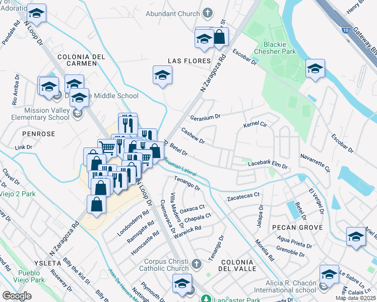 map of restaurants, bars, coffee shops, grocery stores, and more near 900 Madtone Drive in El Paso