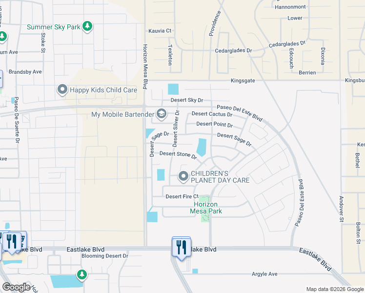 map of restaurants, bars, coffee shops, grocery stores, and more near 14249 Desert Mesquite Drive in Horizon City