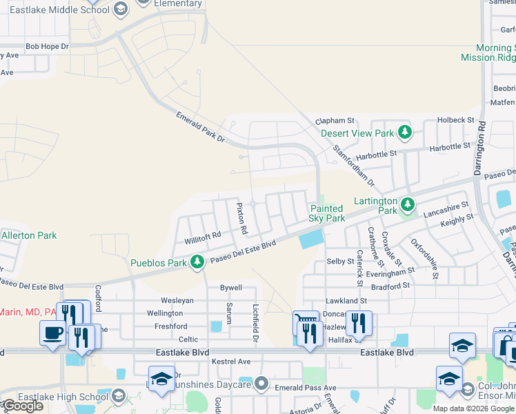 map of restaurants, bars, coffee shops, grocery stores, and more near 798 Chillington Road in El Paso