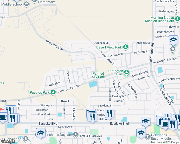 map of restaurants, bars, coffee shops, grocery stores, and more near 781 Sheephouse Rd in El Paso