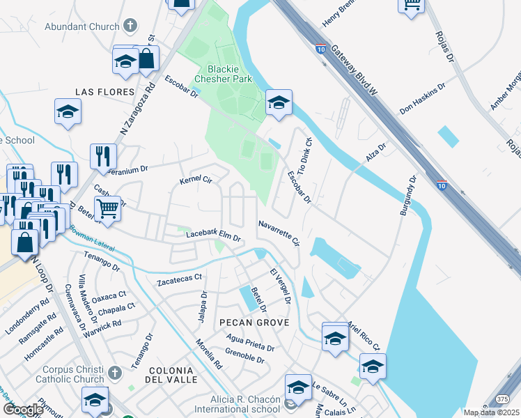 map of restaurants, bars, coffee shops, grocery stores, and more near 1054 Navarrette Circle in El Paso