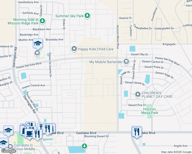 map of restaurants, bars, coffee shops, grocery stores, and more near Paseo Sereno Drive in El Paso