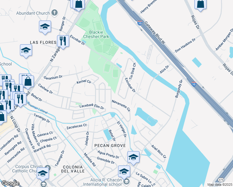 map of restaurants, bars, coffee shops, grocery stores, and more near 1054 Navarrette Circle in El Paso