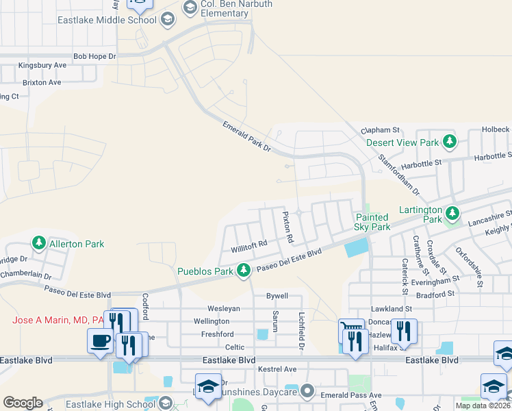 map of restaurants, bars, coffee shops, grocery stores, and more near 13196 Tiverton Rd in Horizon City