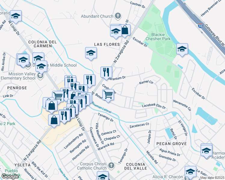 map of restaurants, bars, coffee shops, grocery stores, and more near 900 Madtone Drive in El Paso