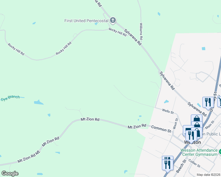 map of restaurants, bars, coffee shops, grocery stores, and more near 1005 Wells Street in Wesson