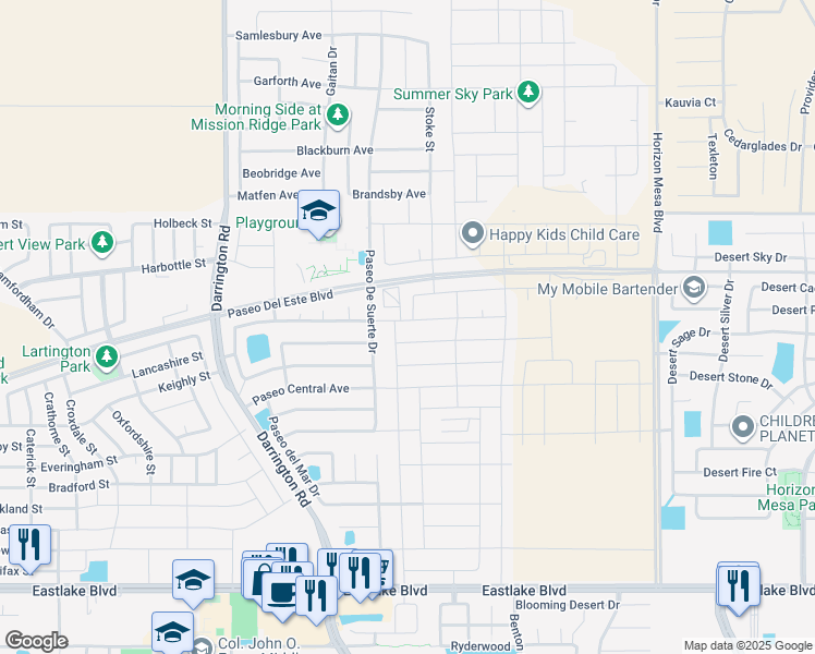 map of restaurants, bars, coffee shops, grocery stores, and more near 13798 Paseo Sereno Drive in Horizon City