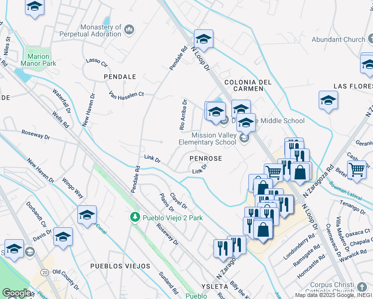 map of restaurants, bars, coffee shops, grocery stores, and more near 341 Lucero Lane in El Paso