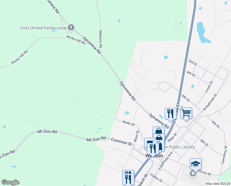 map of restaurants, bars, coffee shops, grocery stores, and more near 1001 Lumley Lane in Wesson