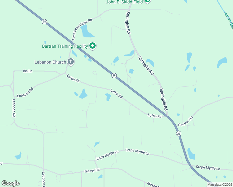 map of restaurants, bars, coffee shops, grocery stores, and more near Loftin Road in Jones County