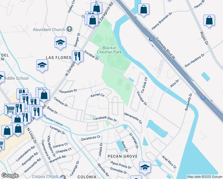 map of restaurants, bars, coffee shops, grocery stores, and more near 1120 Macadamia Circle in El Paso