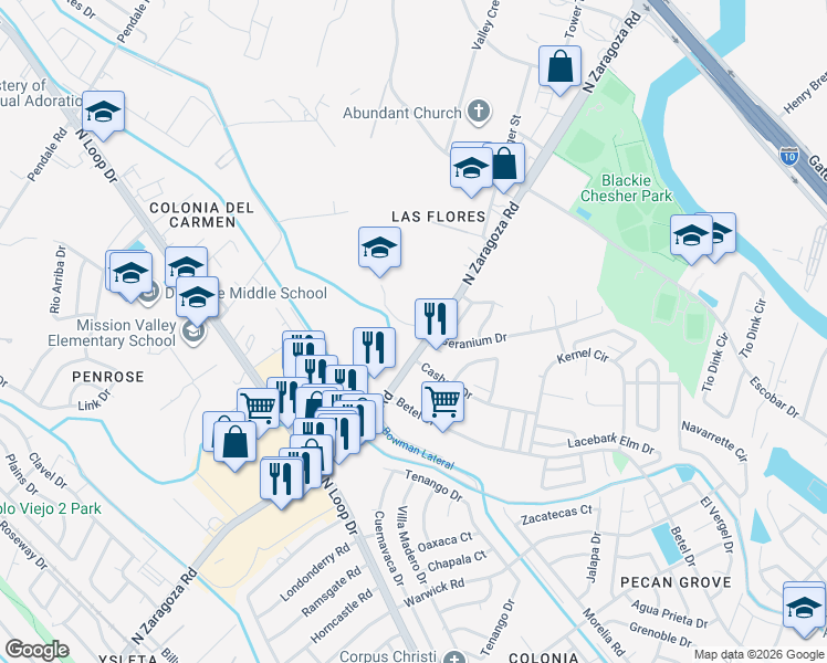 map of restaurants, bars, coffee shops, grocery stores, and more near 921 North Zaragoza Road in El Paso