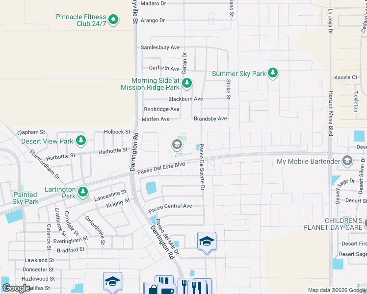 map of restaurants, bars, coffee shops, grocery stores, and more near 13777 Paseo Del Este Boulevard in El Paso