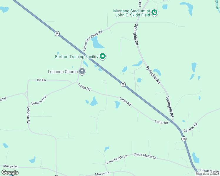 map of restaurants, bars, coffee shops, grocery stores, and more near Loftin Road in Laurel
