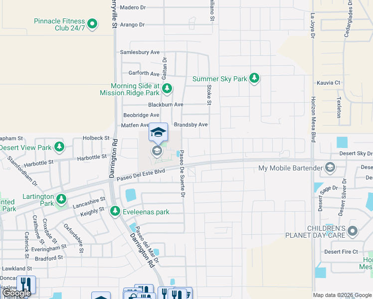 map of restaurants, bars, coffee shops, grocery stores, and more near 821 Paseo De Suerte Dr in El Paso