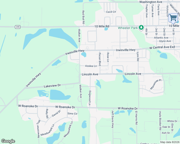 map of restaurants, bars, coffee shops, grocery stores, and more near 126 Azalea Lane in Fitzgerald